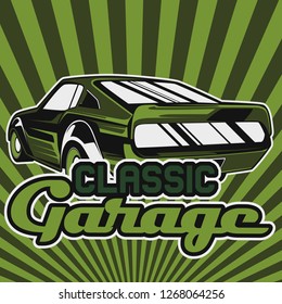 Muscle car retro 70s vector poster - Vector 