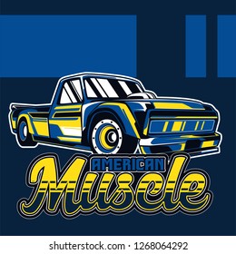 Muscle car retro 70s vector poster - Vector 