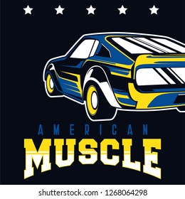 Muscle car retro 70s vector poster - Vector 