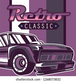 Muscle car retro 70s vector poster - Vector 