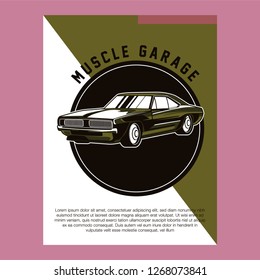 Muscle car retro 70s vector poster - Vector 