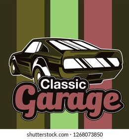 Muscle car retro 70s vector poster - Vector 
