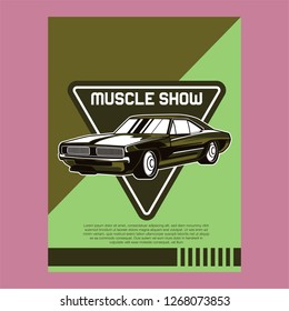 Muscle car retro 70s vector poster - Vector 
