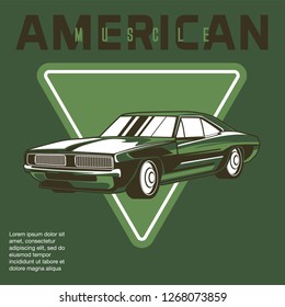 Muscle car retro 70s vector poster - Vector 