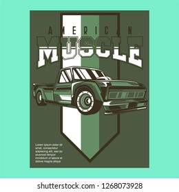 Muscle car retro 70s vector poster - Vector 