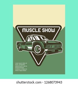 Muscle car retro 70s vector poster - Vector 