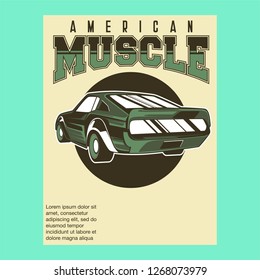 Muscle car retro 70s vector poster - Vector 