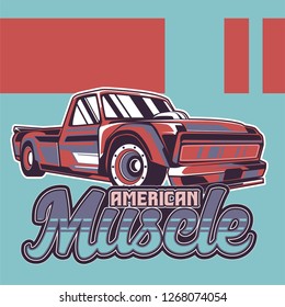 Muscle car retro 70s vector poster - Vector 