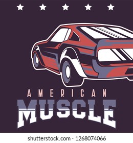 Muscle car retro 70s vector poster - Vector 