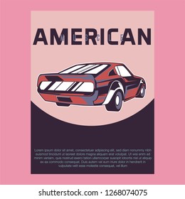 Muscle car retro 70s vector poster - Vector 