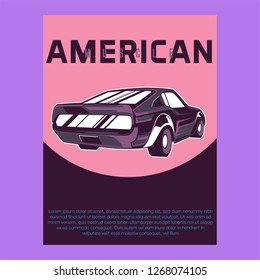 Muscle car retro 70s vector poster - Vector 