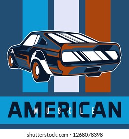 Muscle car retro 70s vector poster - Vector 