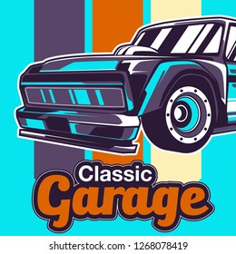 Muscle car retro 70s vector poster - Vector 