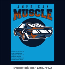 Muscle car retro 70s vector poster - Vector 