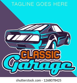Muscle car retro 70s vector poster - Vector 