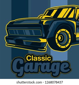 Muscle car retro 70s vector poster - Vector 