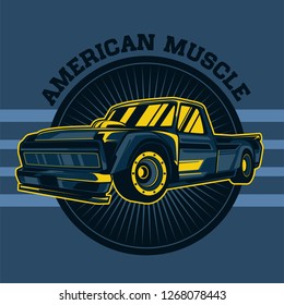 Muscle car retro 70s vector poster - Vector 