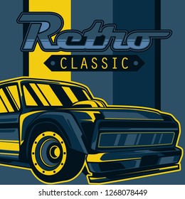 Muscle car retro 70s vector poster - Vector 