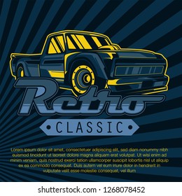 Muscle car retro 70s vector poster - Vector 