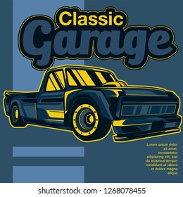 Muscle car retro 70s vector poster - Vector 