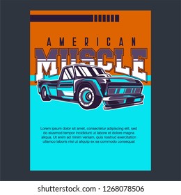 Muscle car retro 70s vector poster - Vector 