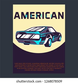 Muscle car retro 70s vector poster - Vector 