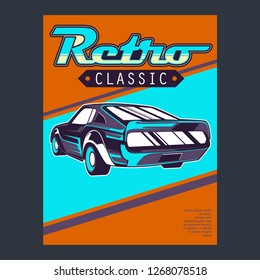 Muscle car retro 70s vector poster - Vector 