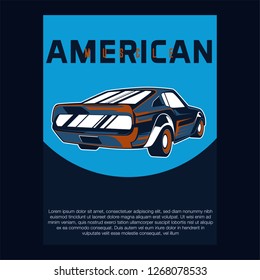Muscle car retro 70s vector poster - Vector 