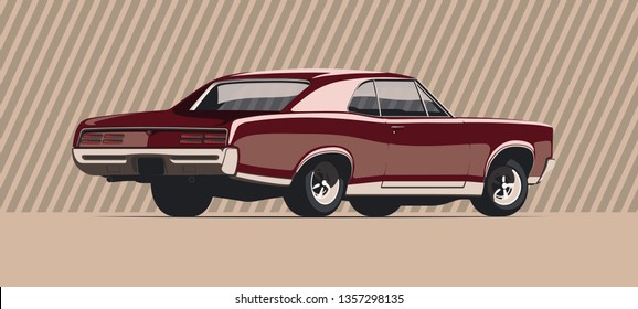 Muscle car in retro colors. Vector illustration.