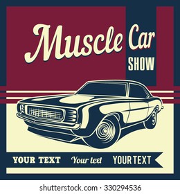 Muscle car retro vector