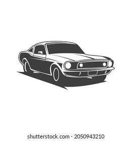 muscle car silhouette black and white