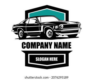 Muscle car silhouette logo vector concept badge emblem isolated