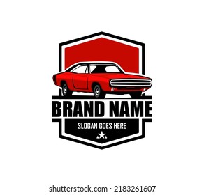Muscle car silhouette logo vector concept badge emblem isolated