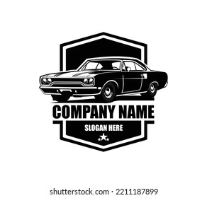 Muscle car silhouette logo vector concept badge emblem isolated