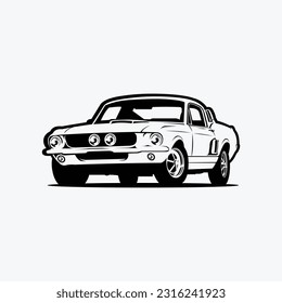 Muscle Car Silhouette Monochrome Vector Art Isolated. Best for Automotive Related Vector