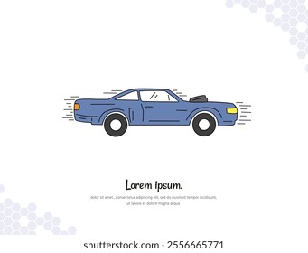 Muscle Car simple doodle flat vector art for wall decoration landscape. vector illustration simple image. collection of transportation cartoon illustrations. for room decoration, events, etc