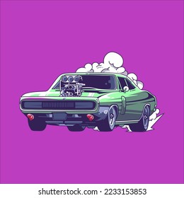 muscle car vector art illustration