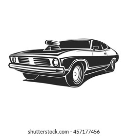 Muscle car vector art poster t-shirt white