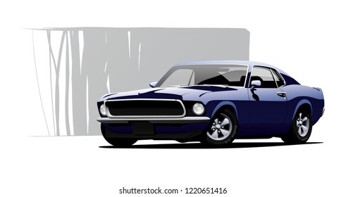 Muscle car. Vector illustration. EPS 10 format.