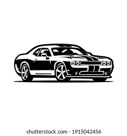 Muscle car vector image isolated in black and white color