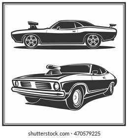 Muscle Car Vector Poster Logo Illustration