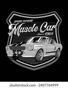 Muscle Car Vintage Vector Illustration