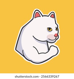 Muscle Cat Meme Sticker T-shirt Vector Cute Illustration