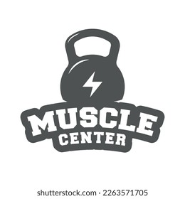 Muscle Center, fitness gym retro t-shirt print, logo, emblem