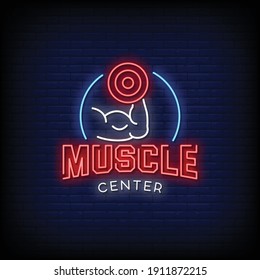 Muscle Center logo Neon Signs Style Text Vector