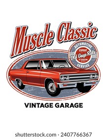 Muscle Classic Vintage Vector Illustration