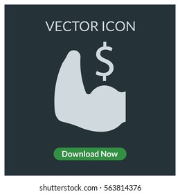 Muscle dollar grow vector icon