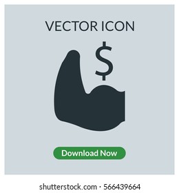 Muscle dollar grow vector icon