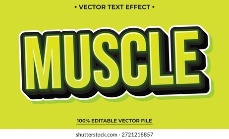 Estilo de efecto de texto editable del músculo 3d tema de color verde audaz deporte