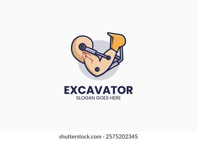 Muscle Excavator Logo. Vector Illustration